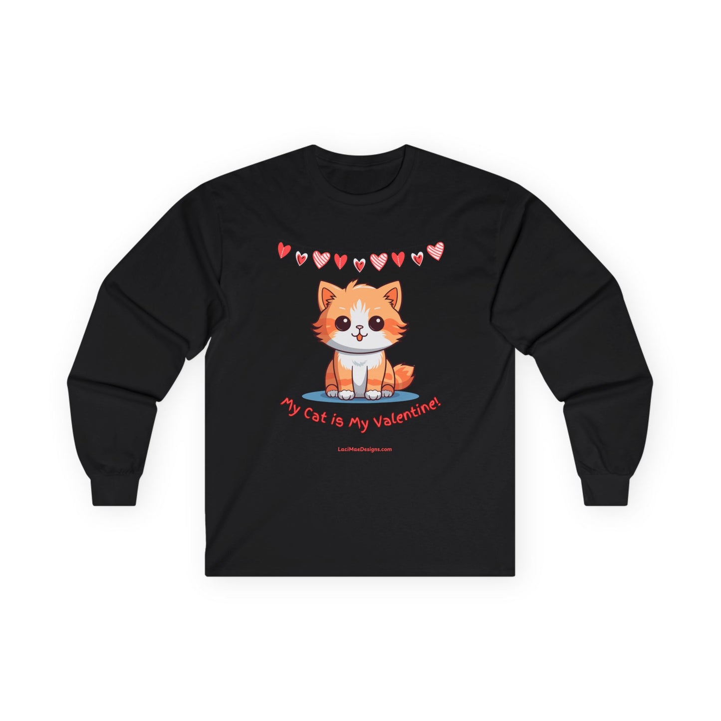 Fun Valentine's Day Themed Unisex Ultra Cotton Long Sleeve Tee for the Cat Lover!