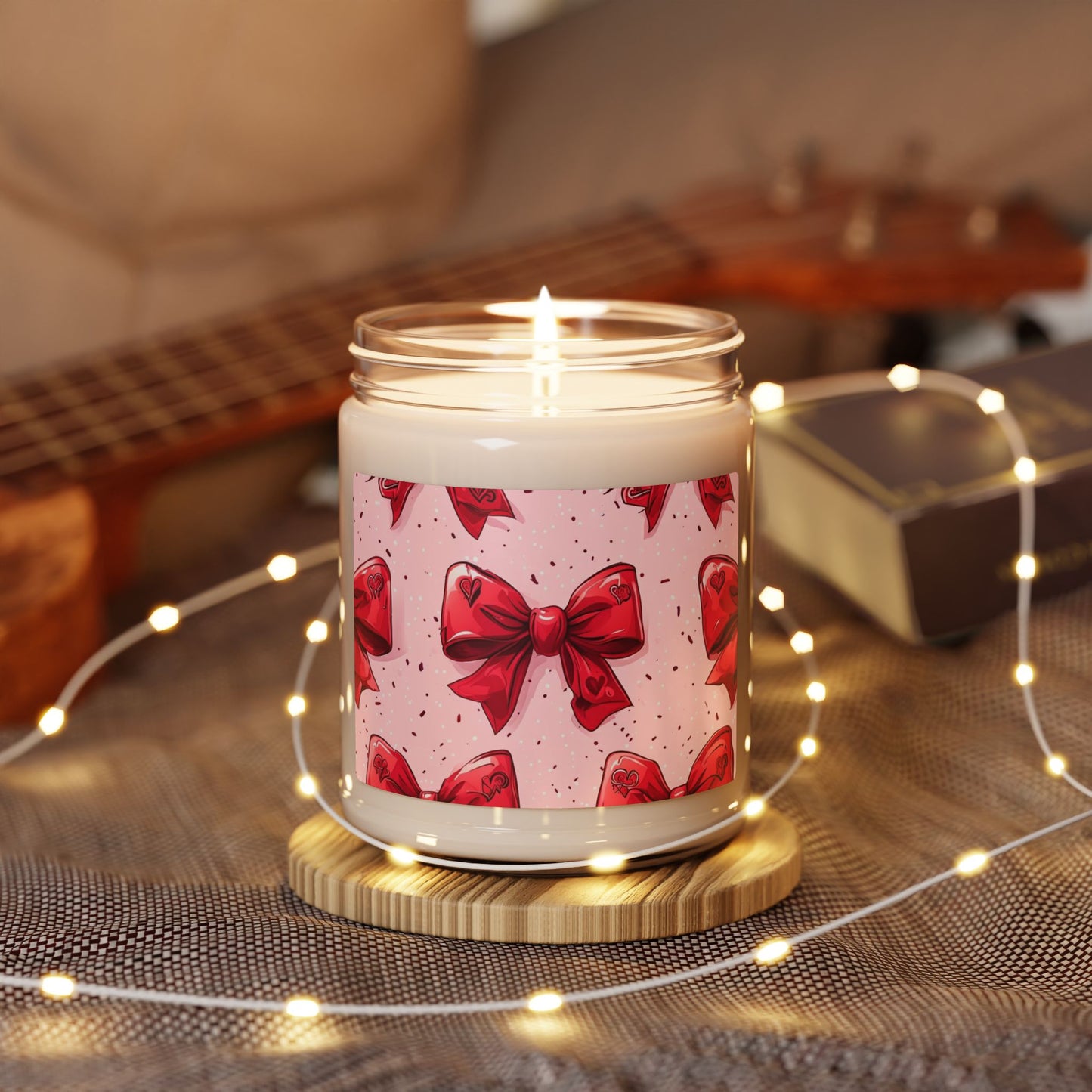 Cute Valentine's Day Bow themed Scented Soy Candle, 9oz