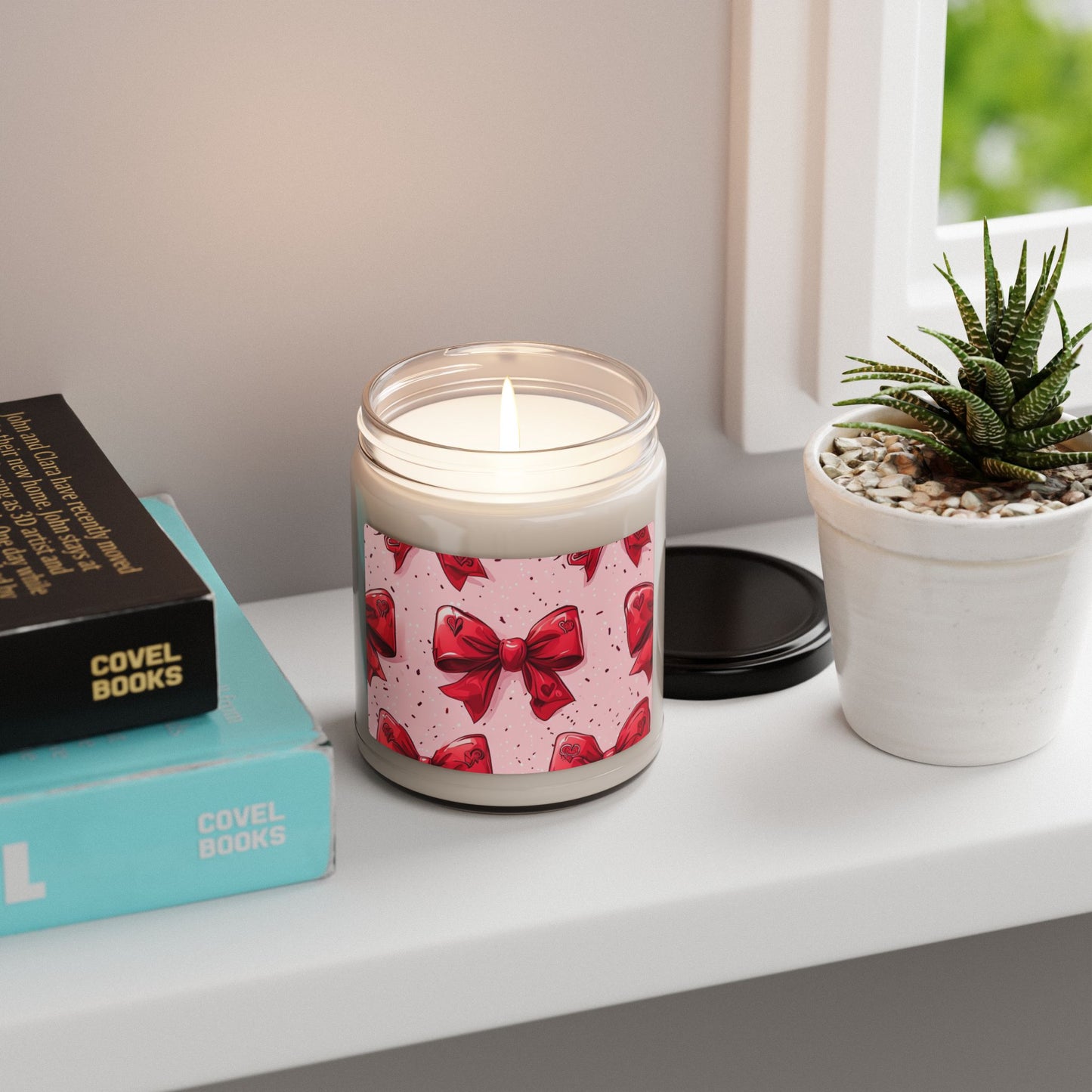 Cute Valentine's Day Bow themed Scented Soy Candle, 9oz