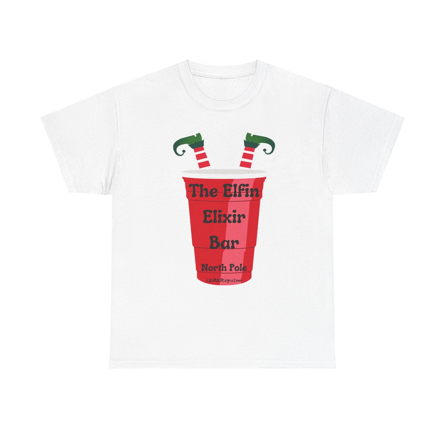Fun, imaginary North Pole bar for the Christmas Holiday Unisex Heavy Cotton graphic Tee