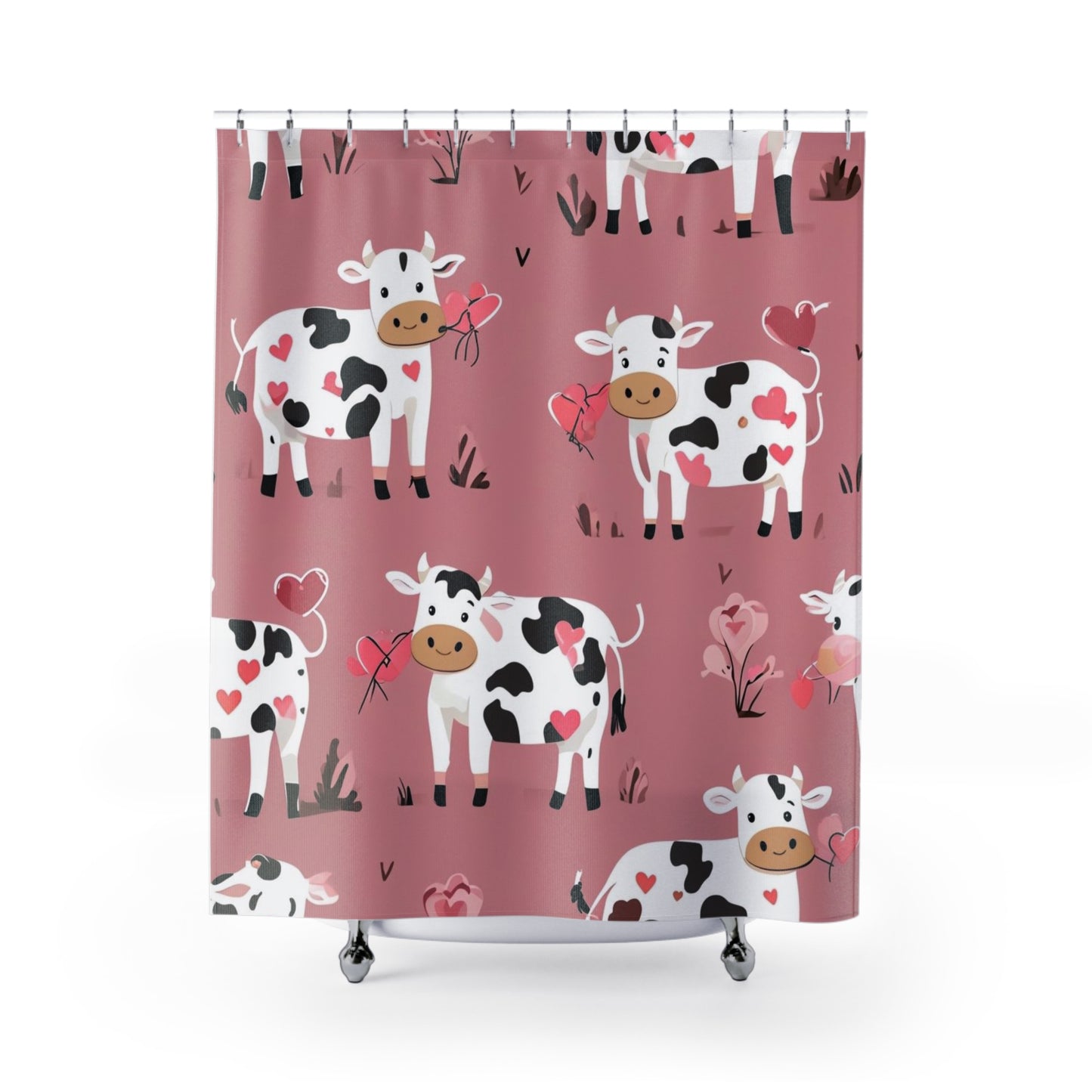 Fun Valentine's Day Cow themed Shower Curtains