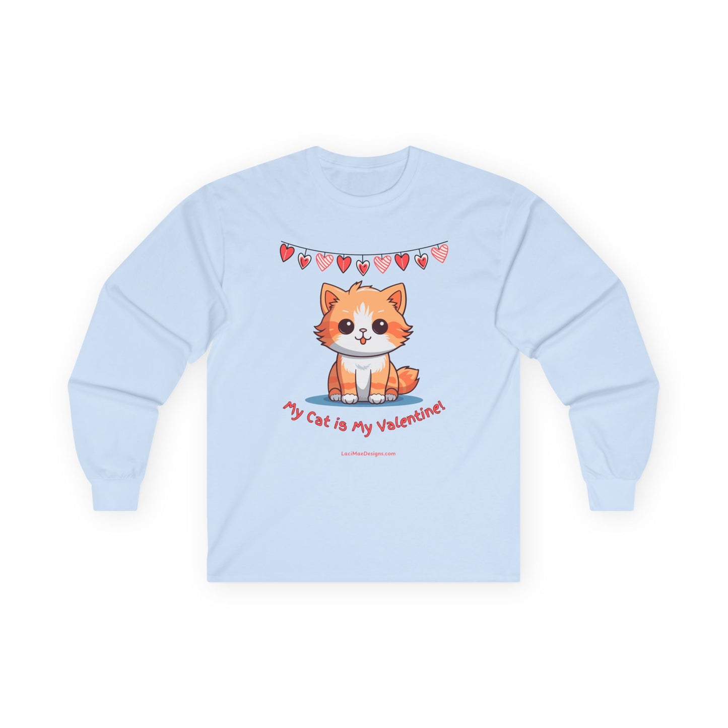 Fun Valentine's Day Themed Unisex Ultra Cotton Long Sleeve Tee for the Cat Lover!