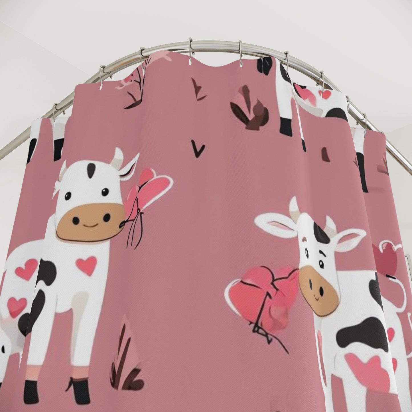 Fun Valentine's Day Cow themed Shower Curtains