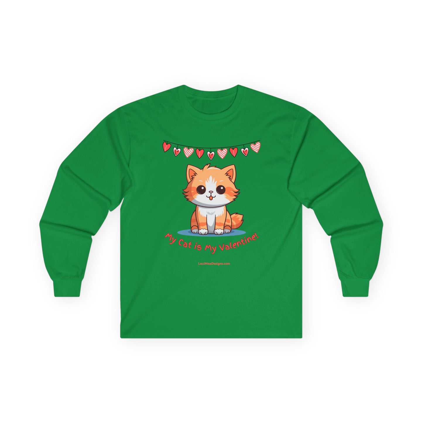 Fun Valentine's Day Themed Unisex Ultra Cotton Long Sleeve Tee for the Cat Lover!