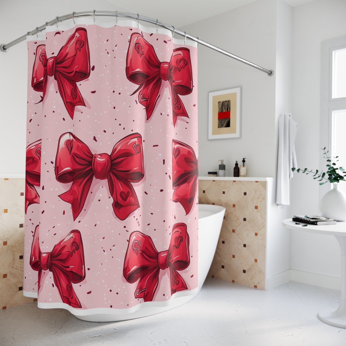 Fun Valentine's Day bows themed Shower Curtain