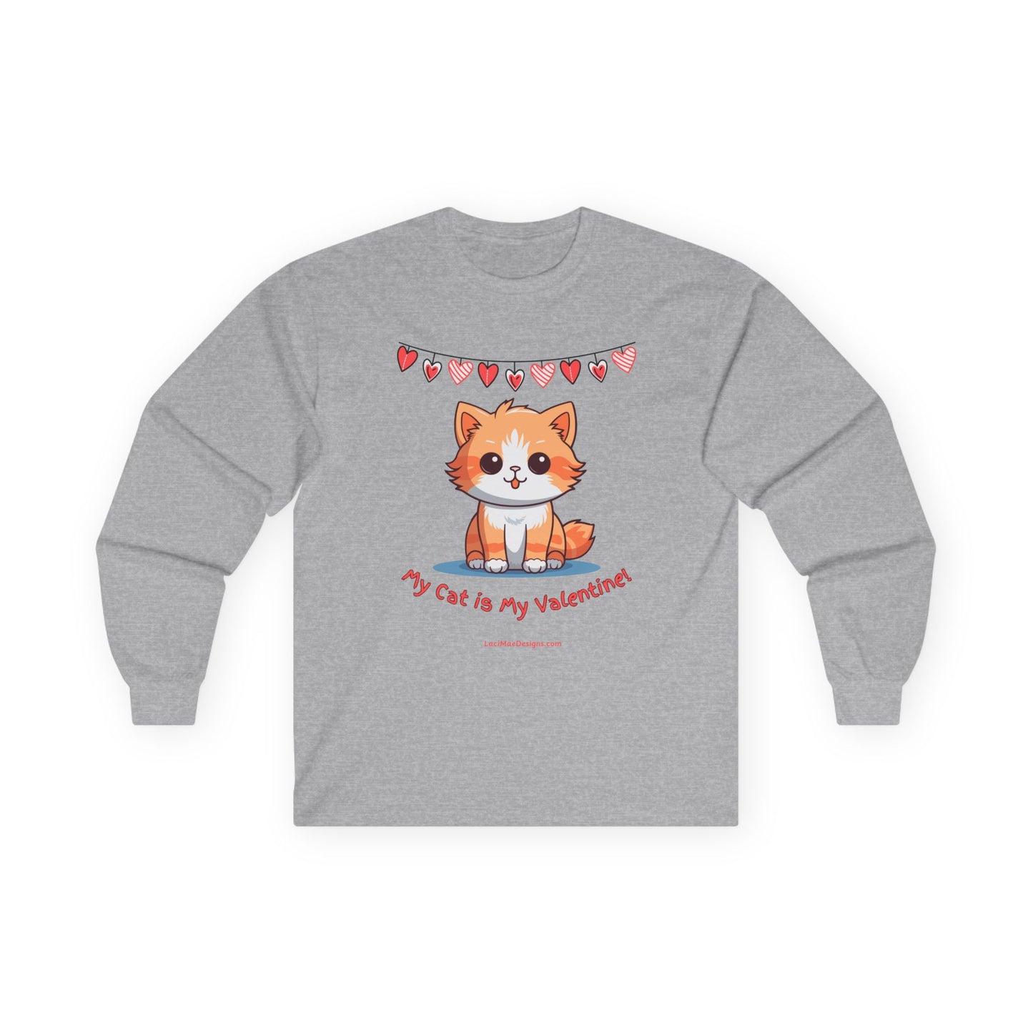 Fun Valentine's Day Themed Unisex Ultra Cotton Long Sleeve Tee for the Cat Lover!