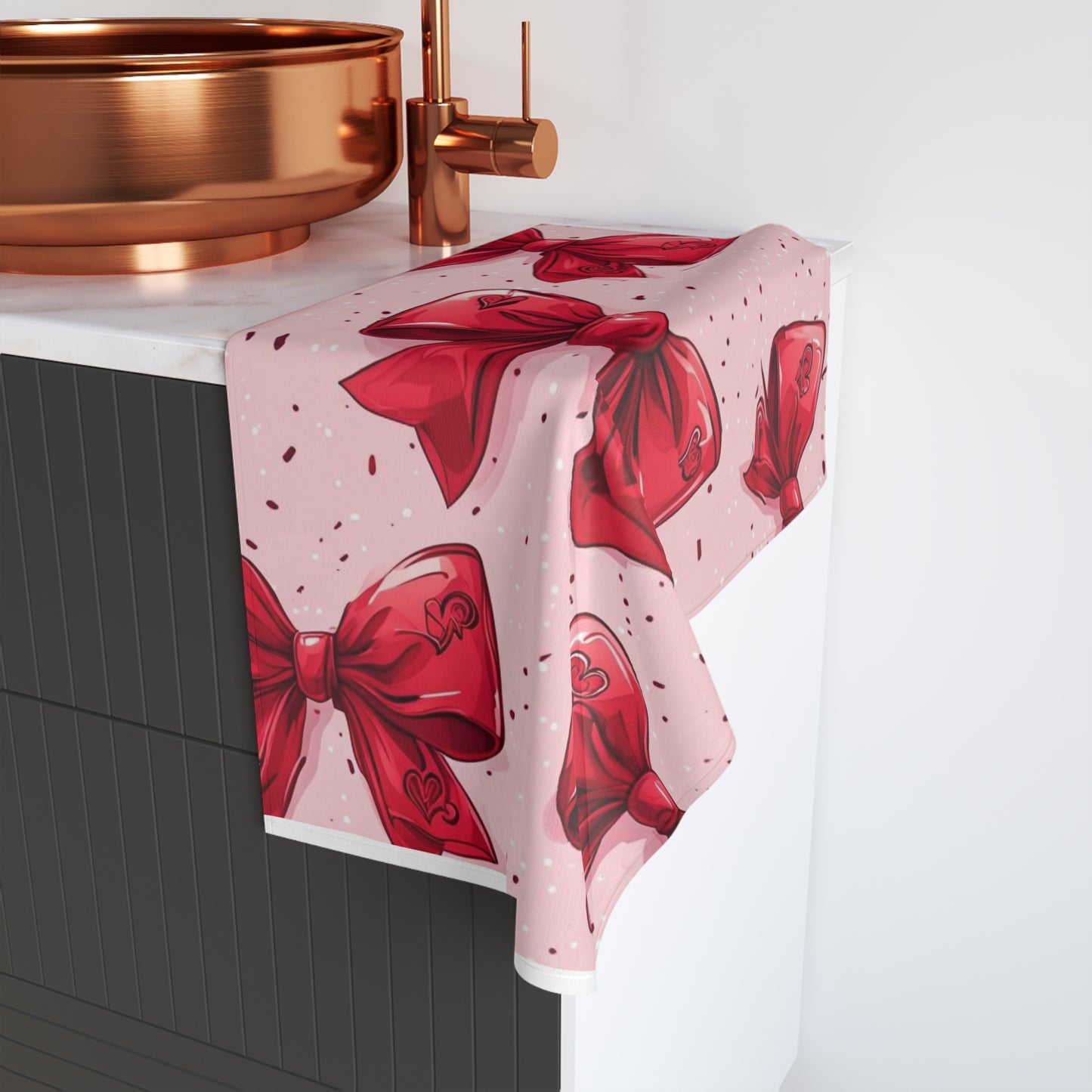 Cute Valentine's Day Bow themed Hand Towel
