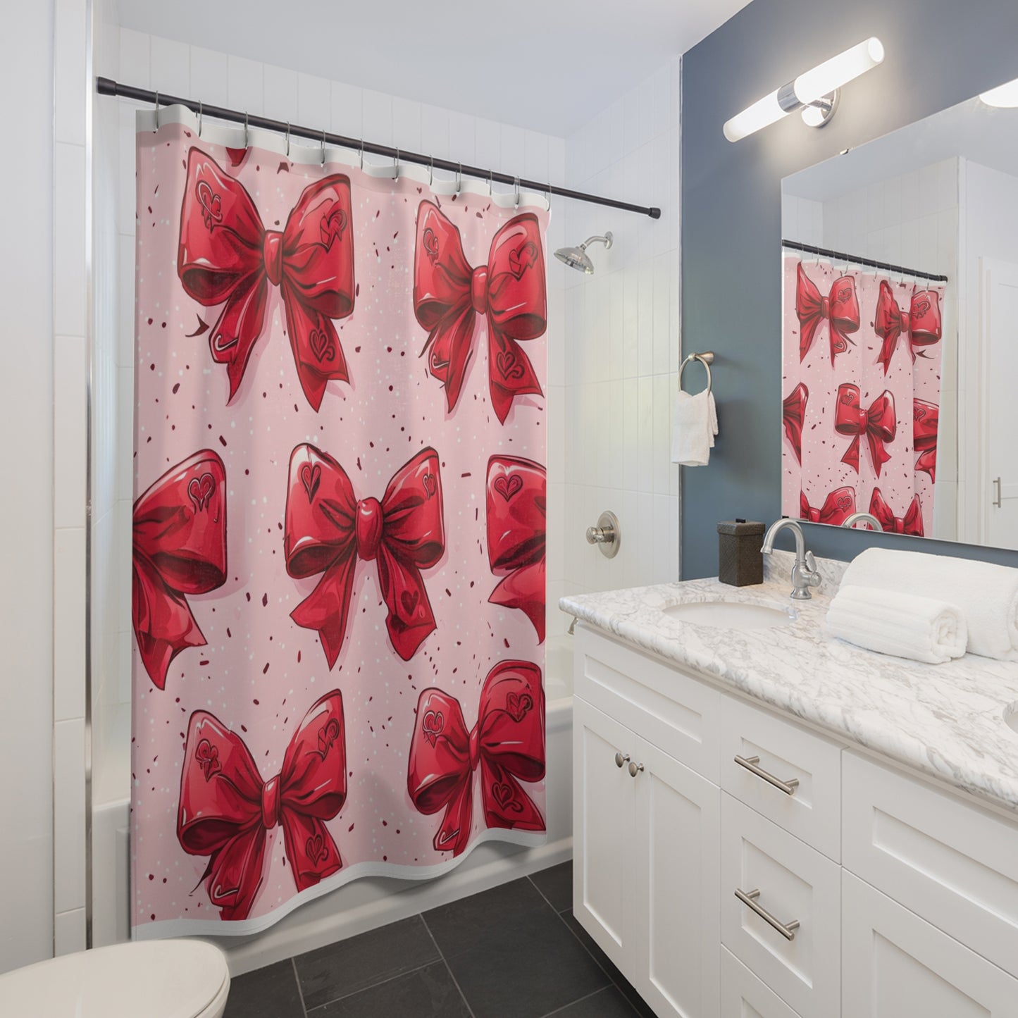 Fun Valentine's Day bows themed Shower Curtain