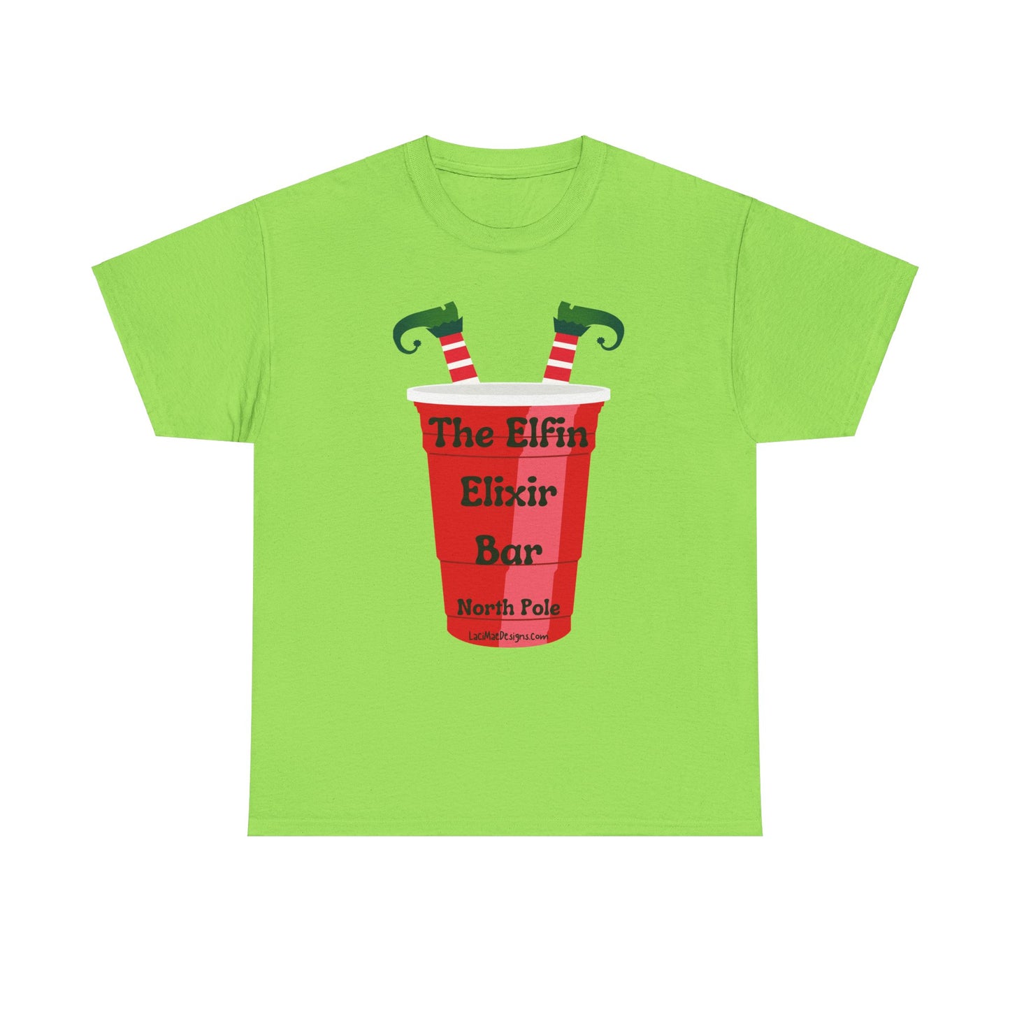 Fun, imaginary North Pole bar for the Christmas Holiday Unisex Heavy Cotton graphic Tee