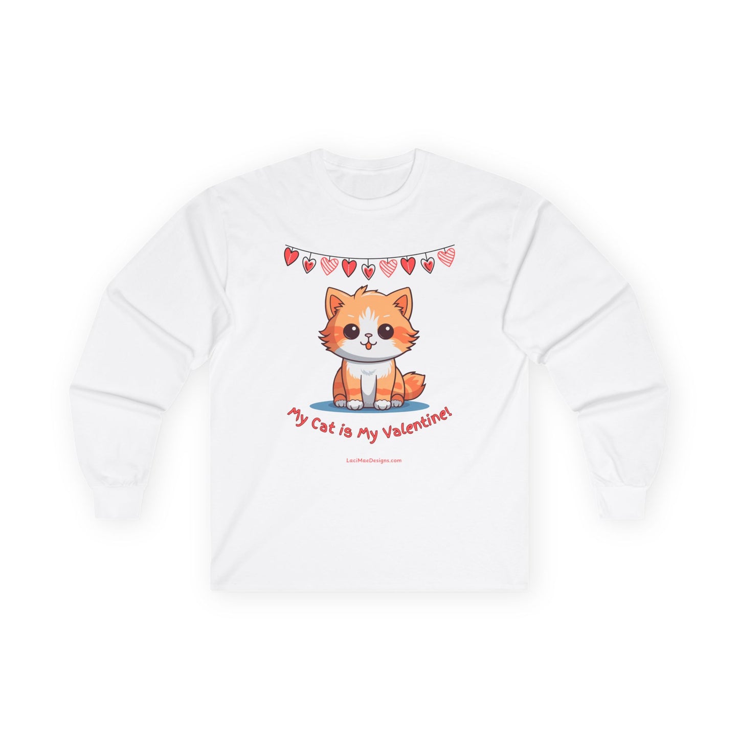 Fun Valentine's Day Themed Unisex Ultra Cotton Long Sleeve Tee for the Cat Lover!