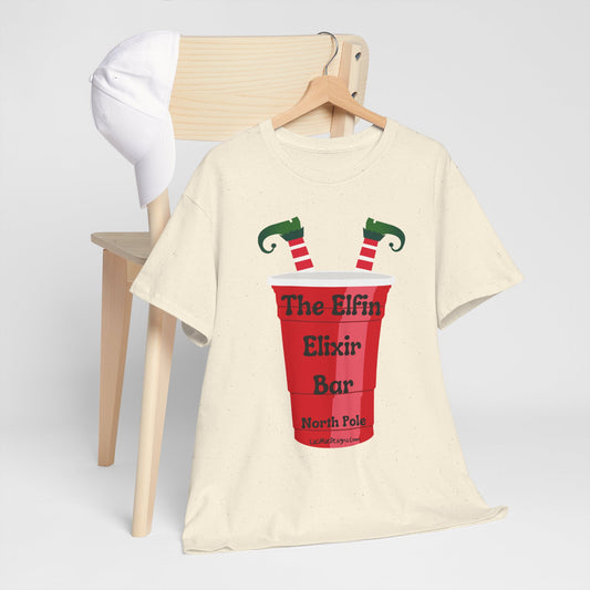 Fun, imaginary North Pole bar for the Christmas Holiday Unisex Heavy Cotton  graphic Tee